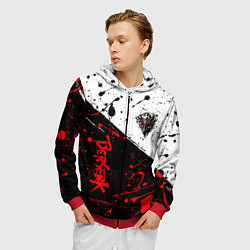 Толстовка 3D на молнии мужская Berserk: Черная маска, цвет: 3D-красный — фото 2