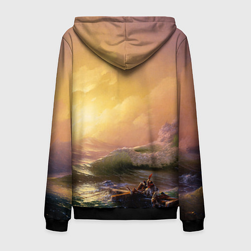 Мужская толстовка на молнии Шторм в море девятый вал / 3D-Черный – фото 2