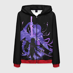 Толстовка 3D на молнии мужская Genshin Impact Raiden, цвет: 3D-красный