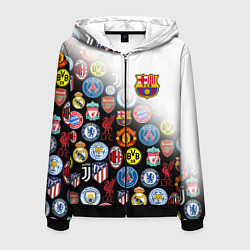 Толстовка 3D на молнии мужская FC BARCELONA LOGOBOMBING, цвет: 3D-черный