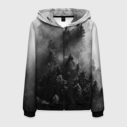 Толстовка 3D на молнии мужская МРАЧНЫЙ ЛЕС FOREST, цвет: 3D-черный