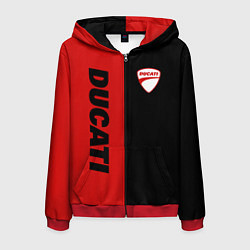 Толстовка 3D на молнии мужская DUCATI BLACK RED BACKGROUND, цвет: 3D-красный