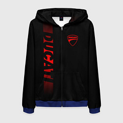 Толстовка 3D на молнии мужская DUCATI BLACK RED LINE, цвет: 3D-синий