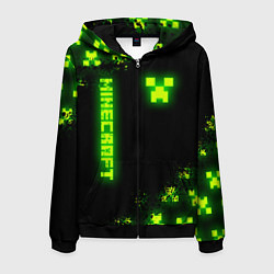 Мужская толстовка на молнии MINECRAFT NEON LOGO CREEPER