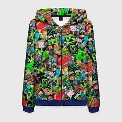 Толстовка 3D на молнии мужская МАЙНКРАФТ ВСЕ ГЕРОИ И ПРЕДМЕТЫ, цвет: 3D-синий