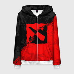 Мужская толстовка на молнии DOTA 2 RED BLACK LOGO, БРЫЗГИ КРАСОК