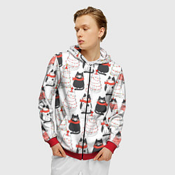 Толстовка 3D на молнии мужская НОВОГОДНИЕ КОТИКИ 2022, цвет: 3D-красный — фото 2