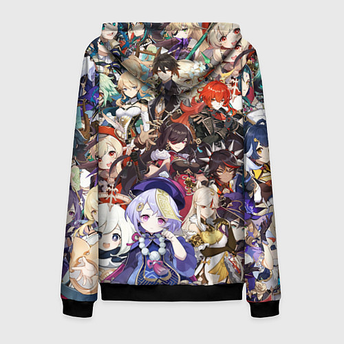 Мужская толстовка на молнии ПЕРСОНАЖИ GENSHIN IMPACT ЦВЕТНОЙ / 3D-Черный – фото 2