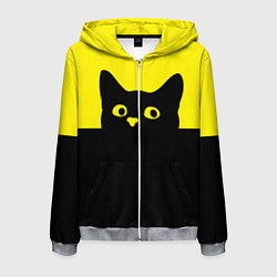 Толстовка 3D на молнии мужская Котик голова кота, цвет: 3D-меланж
