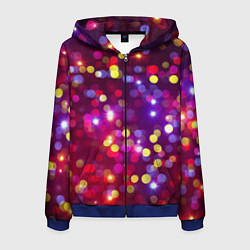 Толстовка 3D на молнии мужская ПРАЗДНИЧНЫЕ ОГОНЬКИ НОВЫЙ ГОД 2022, цвет: 3D-синий