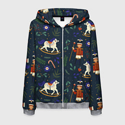 Мужская толстовка на молнии Щелкунчик паттерн с лошадкой