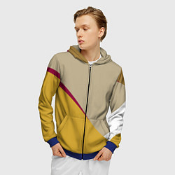 Толстовка 3D на молнии мужская Линии На бежевом Фоне, цвет: 3D-синий — фото 2