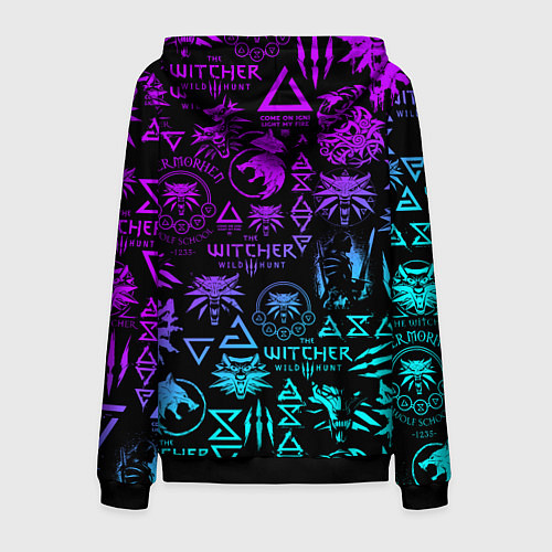 Мужская толстовка на молнии ВЕДЬМАК ЛОГОБОМБИНГ НЕОН / 3D-Черный – фото 2