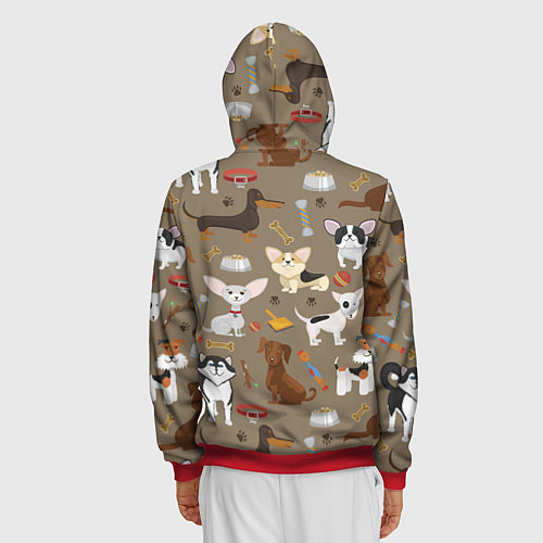 Мужская толстовка на молнии У меня есть собака / 3D-Красный – фото 4