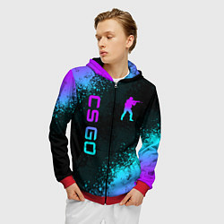 Толстовка 3D на молнии мужская CS GO NEON SYMBOL STYLE SKIN КС ГО НЕОН, цвет: 3D-красный — фото 2