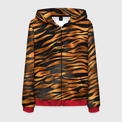 Толстовка 3D на молнии мужская В шкуре тигра, цвет: 3D-красный