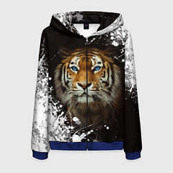 Толстовка 3D на молнии мужская Год тигра2022, цвет: 3D-синий