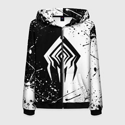 Толстовка 3D на молнии мужская WARFRAME STALKER BLACK WHITE СТАЛКЕР, цвет: 3D-черный