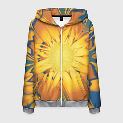 Толстовка 3D на молнии мужская Солнечный цветок Абстракция 535-332-32, цвет: 3D-меланж