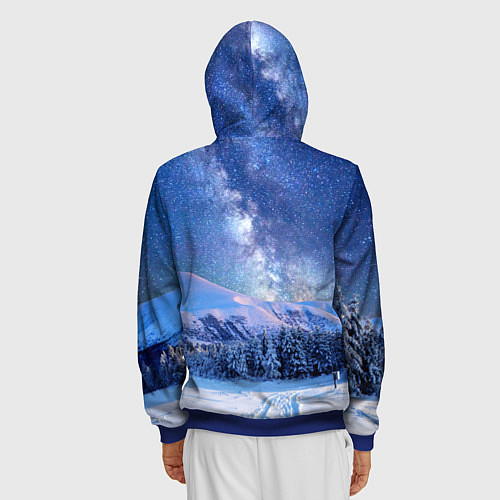 Мужская толстовка на молнии Космическая Зима Надпись Новый Год / 3D-Синий – фото 4