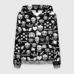 Мужская толстовка на молнии UNDERTALE PATTERN БЕЛЫЙ