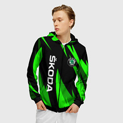 Толстовка 3D на молнии мужская SKODA Логотип Узор, цвет: 3D-черный — фото 2