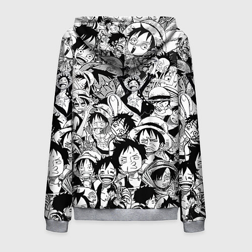 Мужская толстовка на молнии МАНКИ Д ЛУФФИ ЧЁРНО БЕЛЫЙ / 3D-Меланж – фото 2