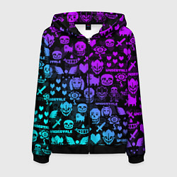 Толстовка 3D на молнии мужская UNDERTALE NEON PATTERN УЗОР, цвет: 3D-черный