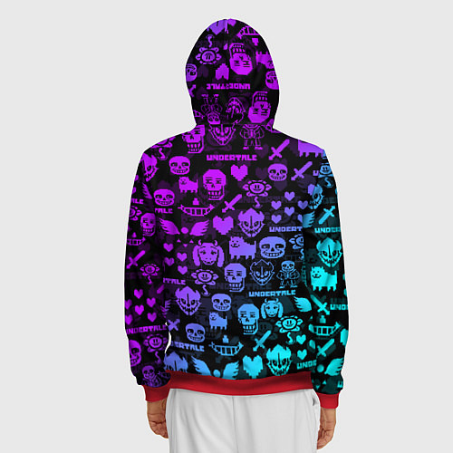 Мужская толстовка на молнии UNDERTALE NEON PATTERN УЗОР / 3D-Красный – фото 4