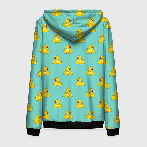 Мужская толстовка на молнии Желтый утенок паттерн / 3D-Черный – фото 2
