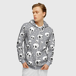 Толстовка 3D на молнии мужская Skulls & bones, цвет: 3D-меланж — фото 2
