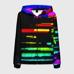 Толстовка 3D на молнии мужская Color fashion glitch, цвет: 3D-черный