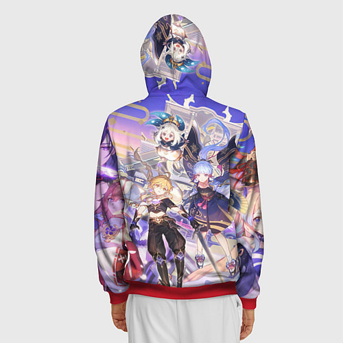 Мужская толстовка на молнии Genshin Impact - Арка Инадзумы / 3D-Красный – фото 4