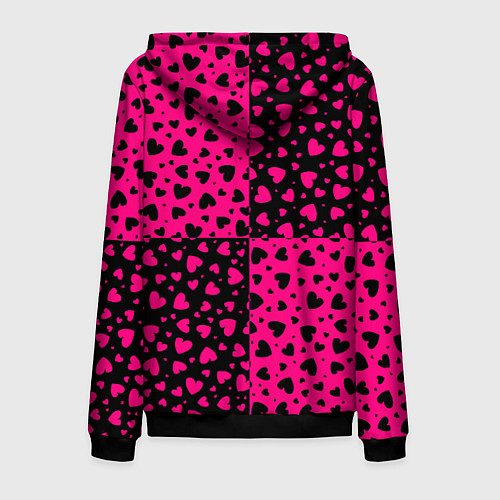 Мужская толстовка на молнии Черно-Розовые сердца / 3D-Черный – фото 2
