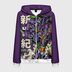 Толстовка 3D на молнии мужская Evangelion Eva-01, цвет: 3D-белый