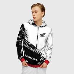 Толстовка 3D на молнии мужская Honda sport pattern, цвет: 3D-красный — фото 2