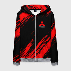 Толстовка 3D на молнии мужская Mitsubishi Texture Red, цвет: 3D-меланж