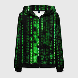 Мужская толстовка на молнии ЗЕЛЁНЫЙ НЕОН НА ЧЁРНОМ