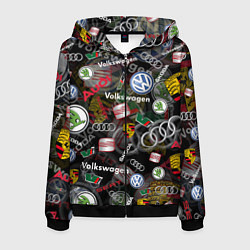 Толстовка 3D на молнии мужская Volkswagen Group AUDI VW SEAT PORSCHE SKODA, цвет: 3D-черный