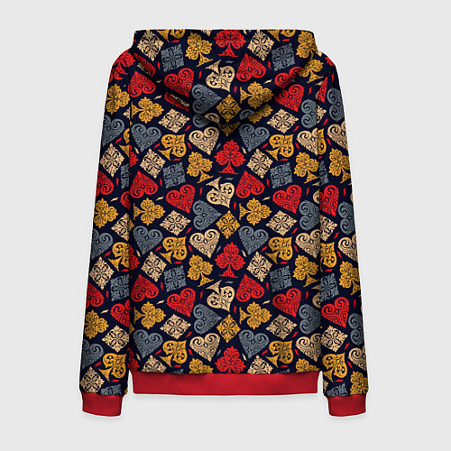 Мужская толстовка на молнии Карточные Масти Cards / 3D-Красный – фото 2