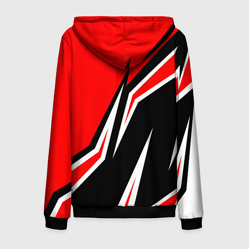 Мужская толстовка на молнии ТЕСЛА - КРАСНЫЙ СПОРТИВНЫЙ / 3D-Черный – фото 2