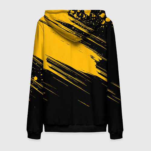 Мужская толстовка на молнии Black and yellow grunge / 3D-Черный – фото 2