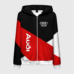 Толстовка 3D на молнии мужская Audi Ауди Черный Красный Белый, цвет: 3D-белый