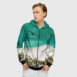 Толстовка 3D на молнии мужская He shark will be happy if the whole world is under, цвет: 3D-черный — фото 2