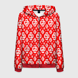Толстовка 3D на молнии мужская Red Pattern Dope Camo Dope Street Market Спина, цвет: 3D-красный