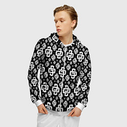 Толстовка 3D на молнии мужская Black Pattern Dope Camo Dope Street Market, цвет: 3D-белый — фото 2