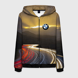 Толстовка 3D на молнии мужская BMW Night route, цвет: 3D-черный