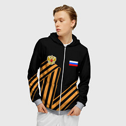 Толстовка 3D на молнии мужская Герб России - георгиевская лента, цвет: 3D-меланж — фото 2