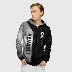 Толстовка 3D на молнии мужская Renault Рено Сталь, цвет: 3D-черный — фото 2