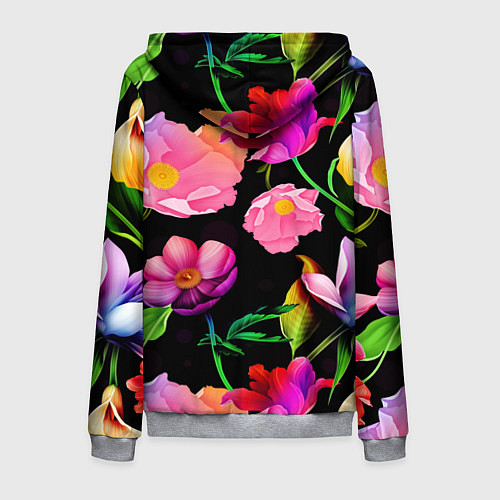 Мужская толстовка на молнии Цветочный узор Floral pattern / 3D-Меланж – фото 2